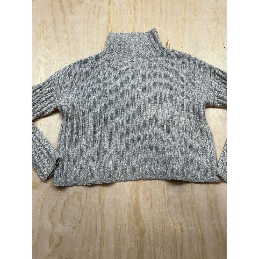 Brown Allan 1883 Womens Cream Turtleneck Merino Wool Sweater Beige Chunky Medium